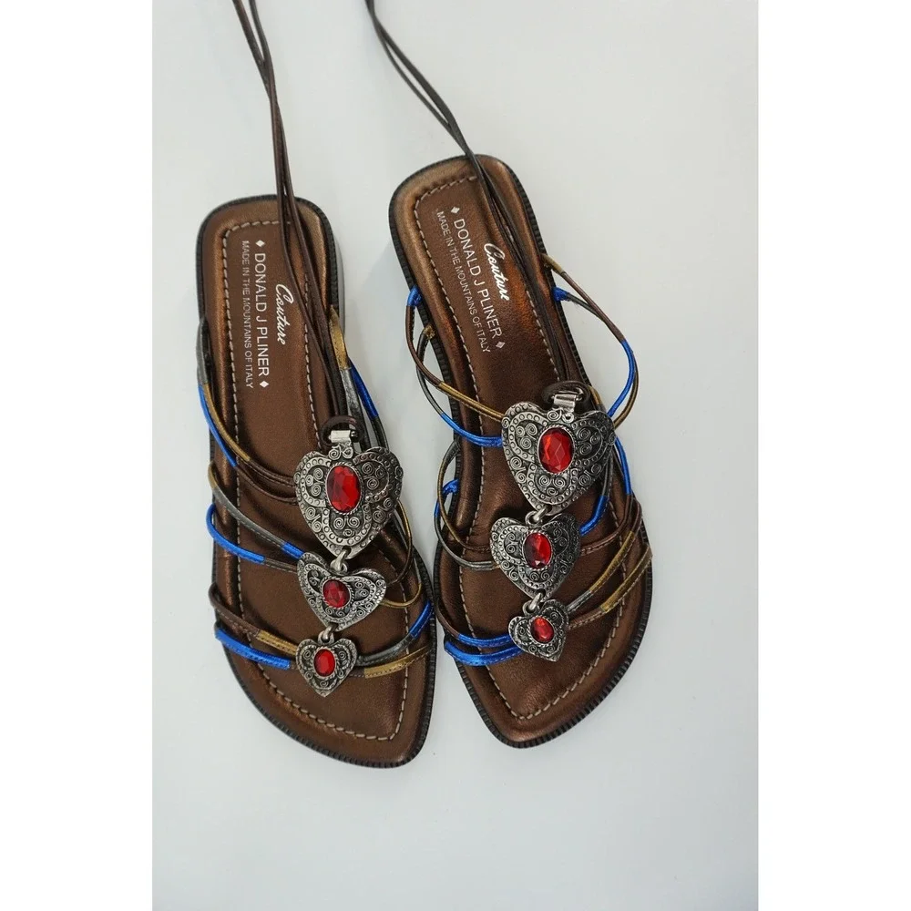 Donald J Pliner Couture Gladiator Sandals Heart Filigree Ren Fair Boho Chic 6M